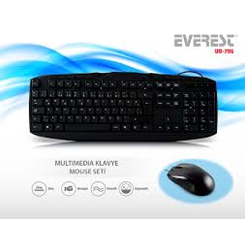EVEREST UN-796 Siyah klavye+mouse Set