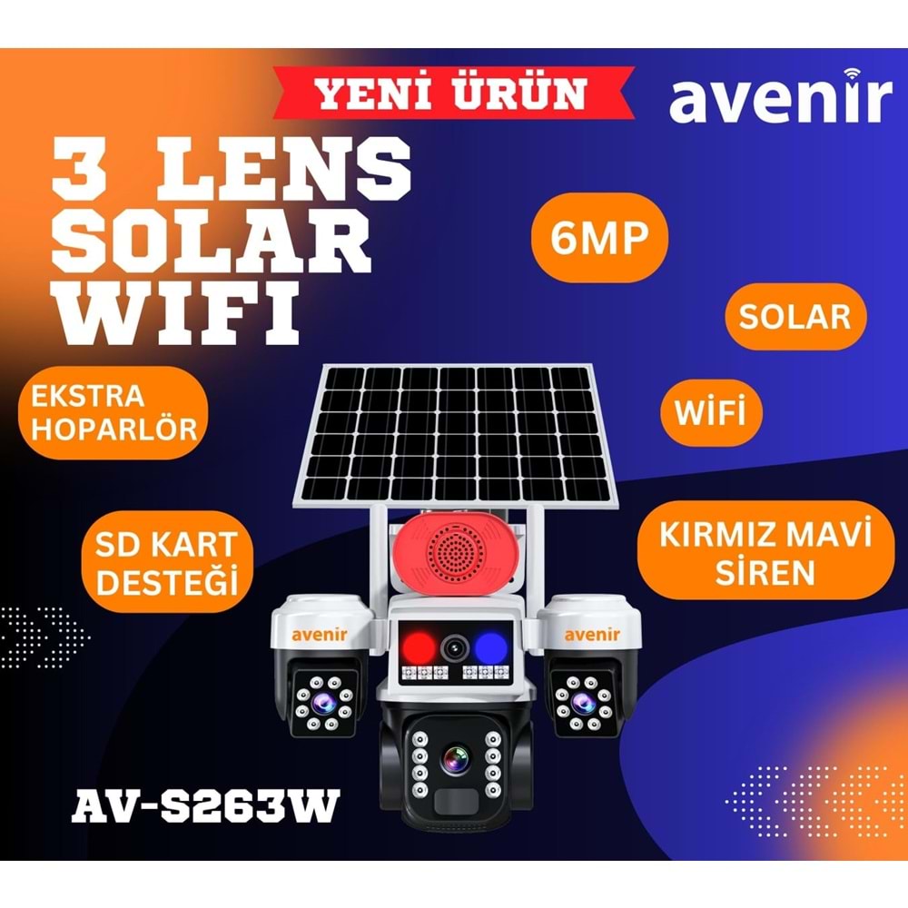 AVENİR AV-S263W 3 KAMERALI SOLAR WİFİ KAMERA