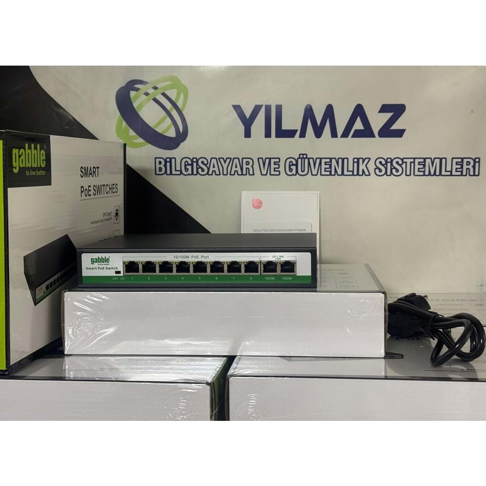 GABBLE GAB-P82MG 10/100M 8 port POE+ 2X 10/100/1000 uplink, 96W Poe Switch 8+2