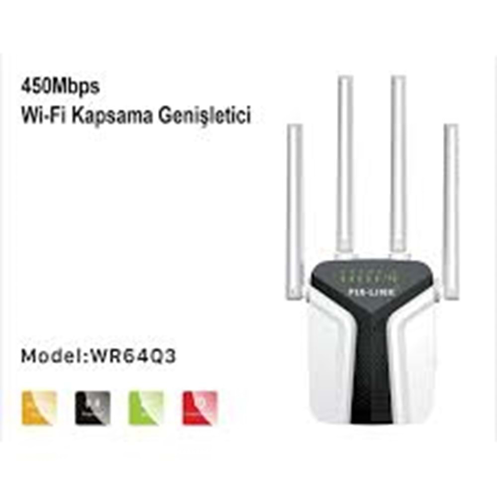 PIX-LINK LV-WR6403 WiFi Repeater / Router / AP 450 Mbps - Siyah Beyaz