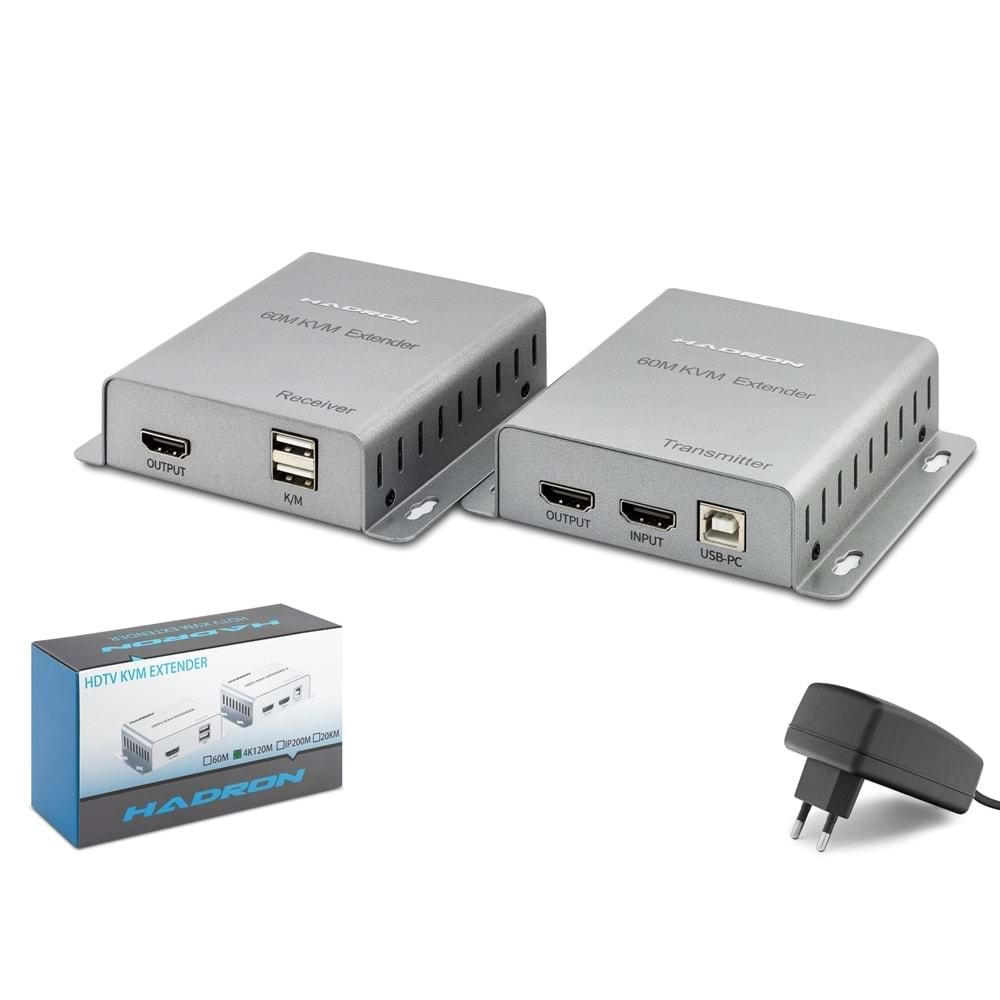 HADRON HDX1355 HDMI+usb KVM Extender 1080p 60 m - Gümüş