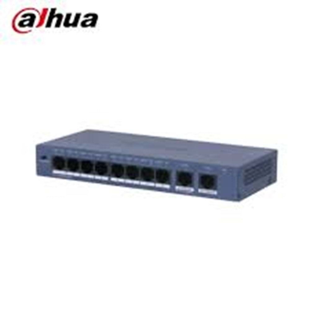 DAHUA S3010-8ET2ET-60 10 PORT 10/100 8+2 60W 2xRJ45 10/100 UPLINK YÖNETİLEMEZ SWITCH