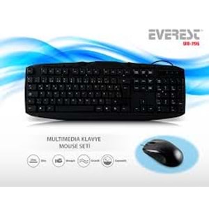 EVEREST UN-796 Siyah klavye+mouse Set