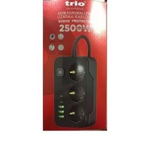 TRİO TR3439 3 LÜ (3*USB+2*TYPE-C) 2500W 2MT AKIM KORUMALI PRİZ