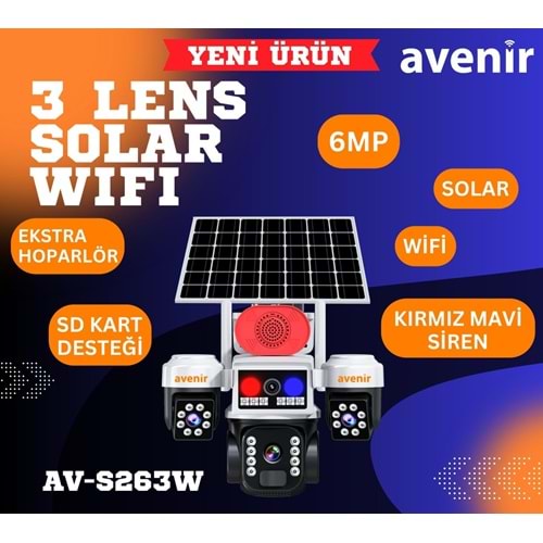 AVENİR AV-S263W 3 KAMERALI SOLAR WİFİ KAMERA