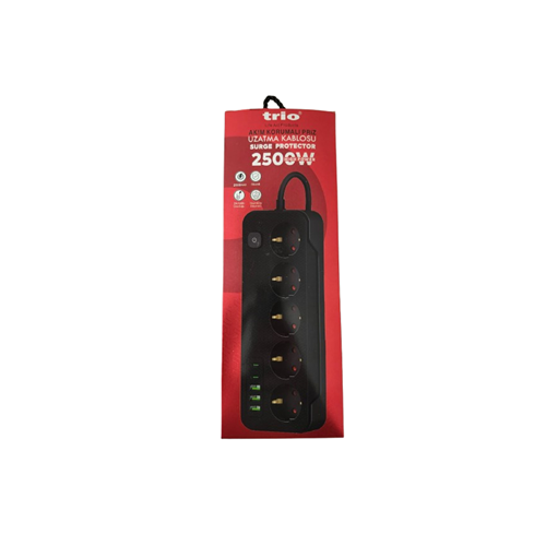 TRİO TR3441 5 Lİ (3*USB+2*TYPE-C) 2500W 2MT AKIM KORUMALI PRİZ