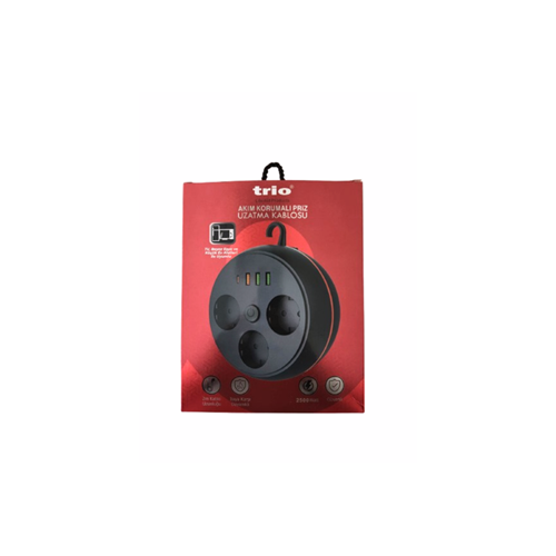TRİO TR3444 3 LÜ (3*USB+1*TYPE-C) 100-250V 2MT AKIM KORUMALI PRİZ
