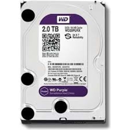 HDD 2TB WD PURPLE SATA3 5400RPM 64MB 7/24 GUVENLIK HARDDİSKİ