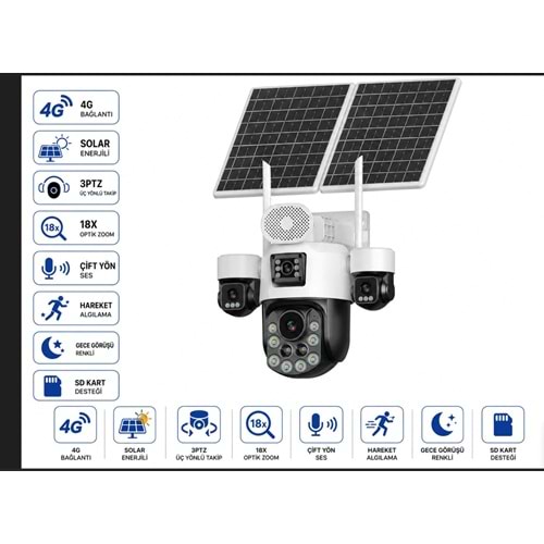 INOX-X25 4LENS 18X ZOOM 4G ESİM SOLAR PTZ KAMERA