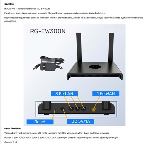 REYEE RG-EW300N HOME ROUTER